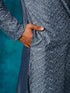 Men's Grey Cotton Schiflli Kurta